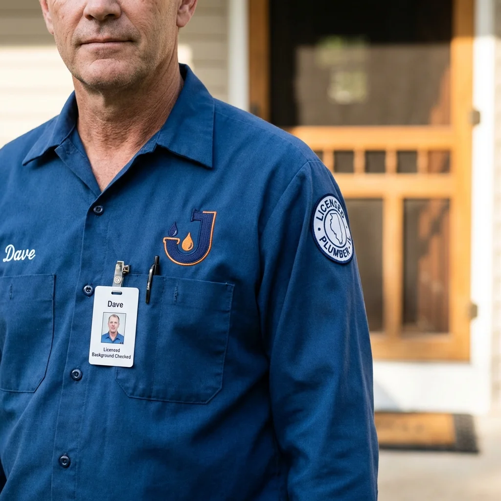 Licensed plumber showing ID badge in Orangevale, CA