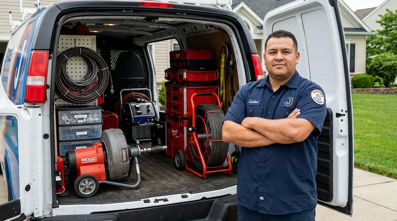 Professional drain cleaning equipment and Johns Plumbing LLC plumber in Orangevale